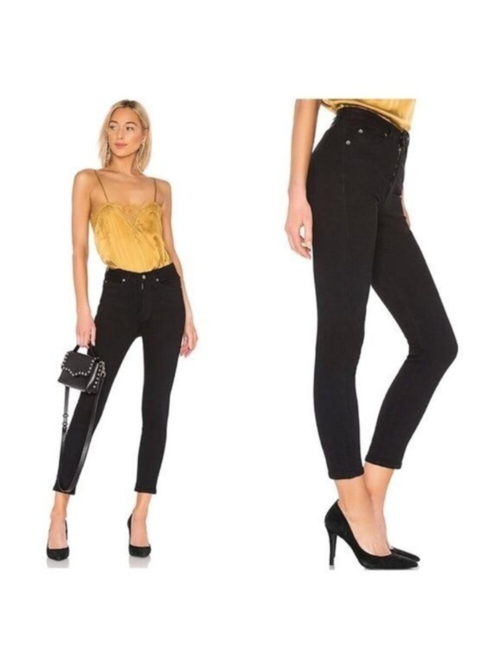 Dr Denim Black Cropa Cabana Skinny Cropped High-Rise Jeans